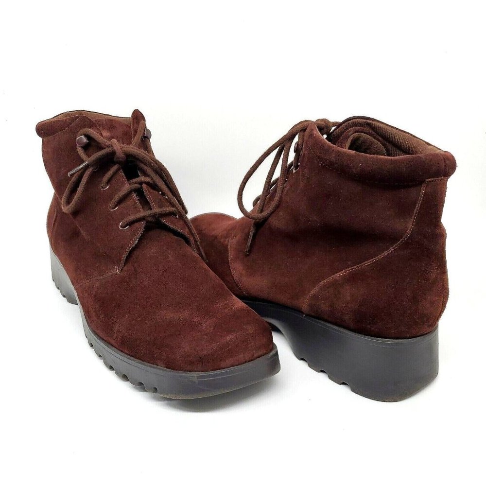 CURATED BY RUA'H KIBRIYA: Womens 11M Aubry Brown Square-Toed Suede Booties